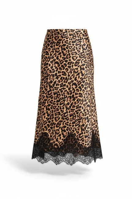 Jupe Midi Léopard Dentelle Chic