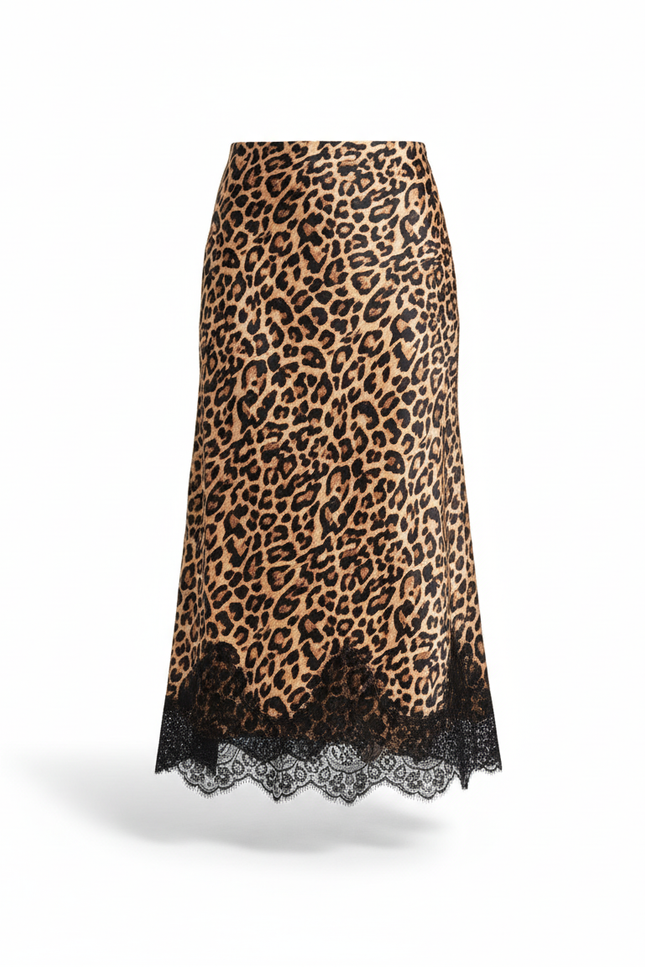 Jupe Midi Léopard Dentelle Chic