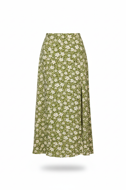 Jupe Midi Fleurie À Fente Chic