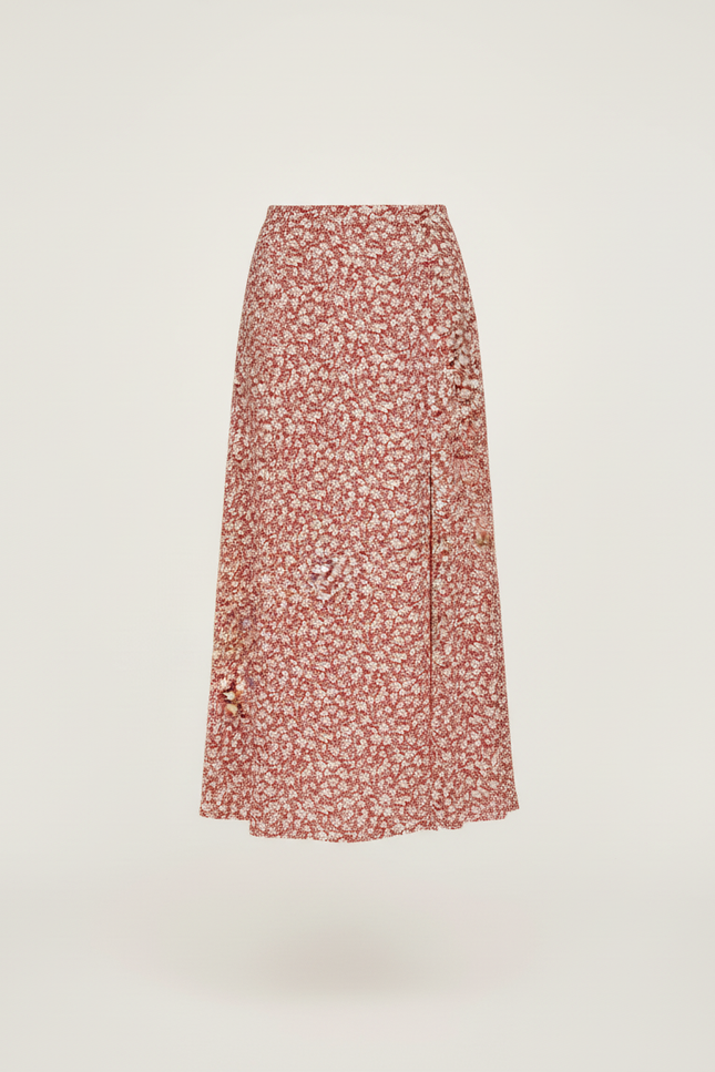 Jupe Midi Florale Fendue Élégante