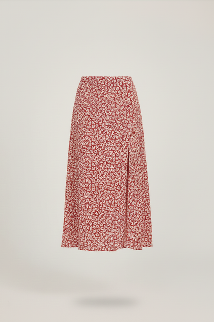 Jupe Midi Fleurie Fendue Élégante