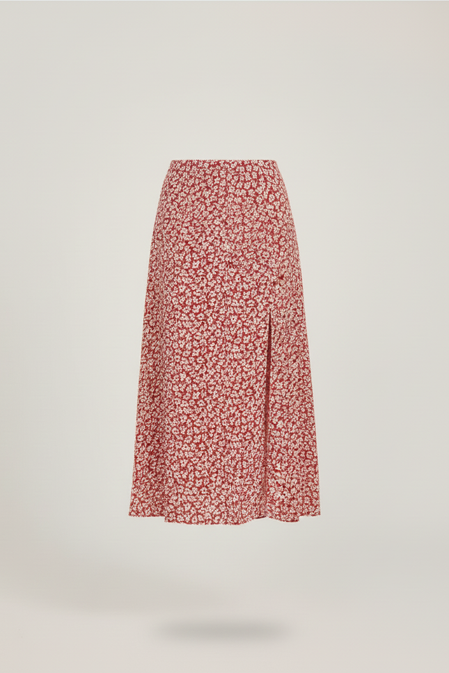 Jupe Midi Fleurie Fendue Élégante