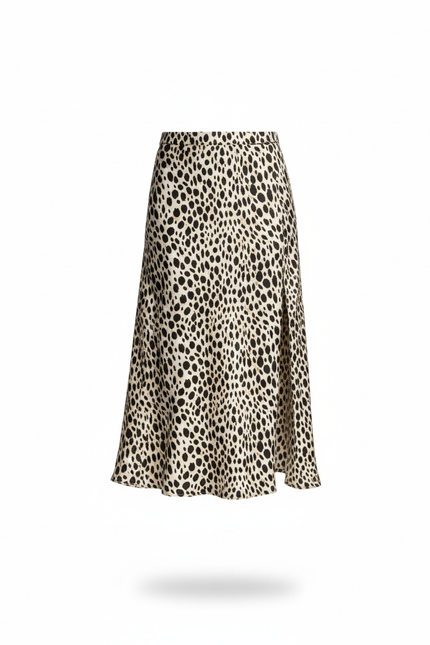 Jupe Midi Imprimé Léopard Fendue Élégante