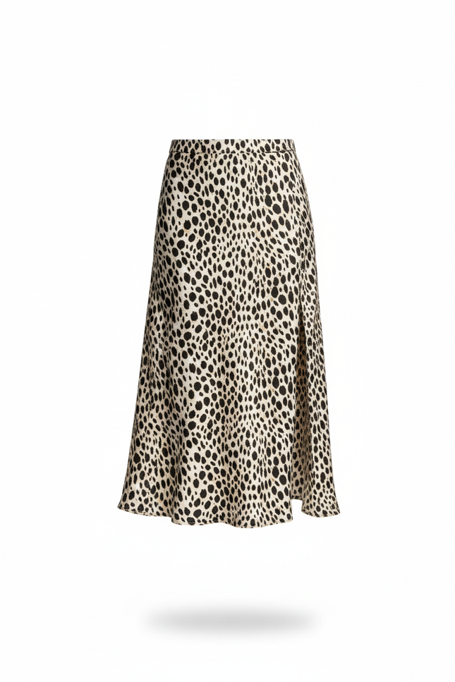 Jupe Midi Imprimé Léopard Fendue Élégante