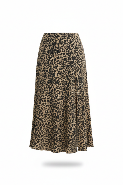 Jupe Midi Imprimée Léopard Fendue Élégante