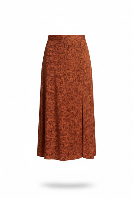 Jupe Midi Élégante Rouille Fendue