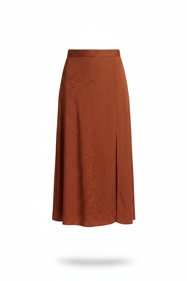 Jupe Midi Élégante Rouille Fendue