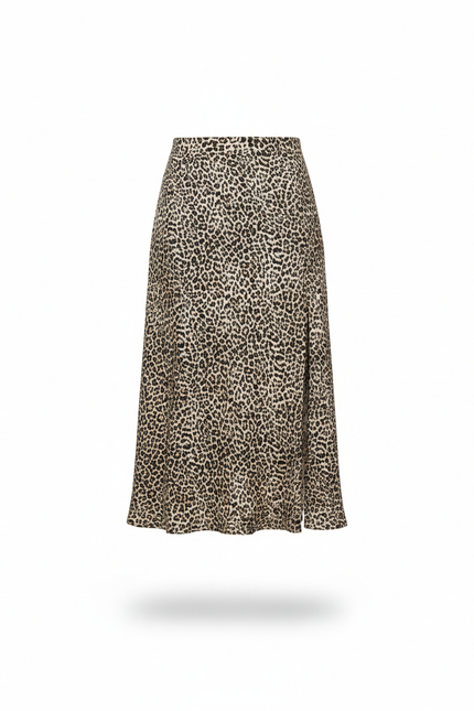 Jupe Midi Léopard Fendue Élégante