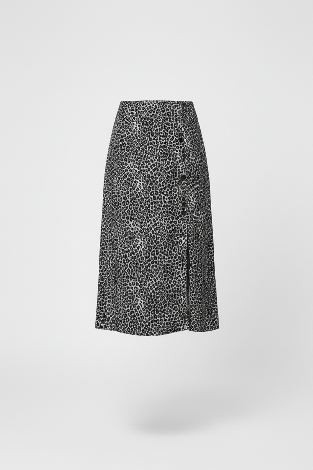 Jupe Midi Imprimé Léopard Fendue Élégante audacieuse
