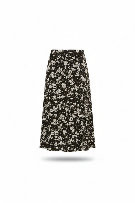 Jupe Midi Florale Fendue Fluide