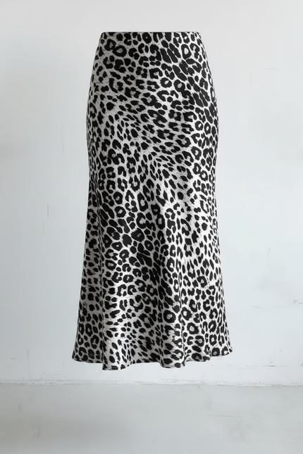 Jupe Midi Léopard Satin Fluide