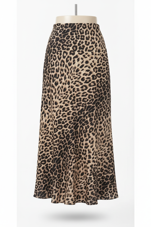 Jupe Midi Leopard Fluide Élégante