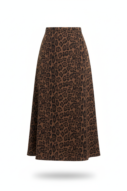 Jupe Midi Léopard Marron Vintage