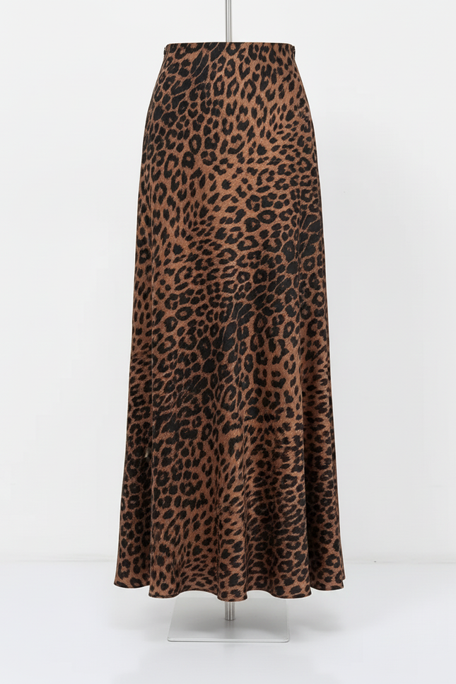 Jupe Midi Léopard Fluide Élégante