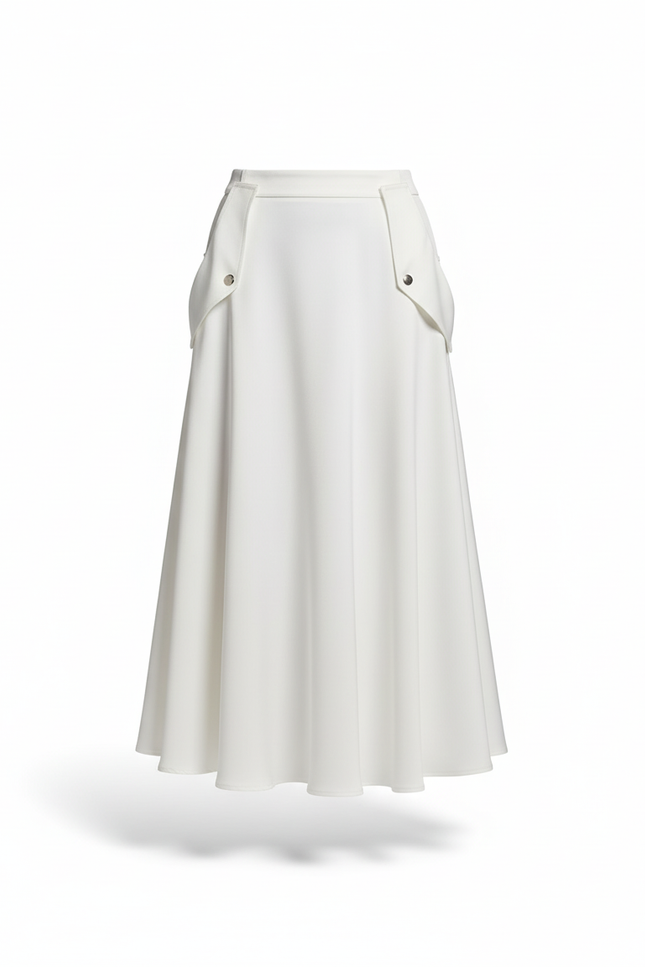 Jupe Midi Blanche Poches Élégante