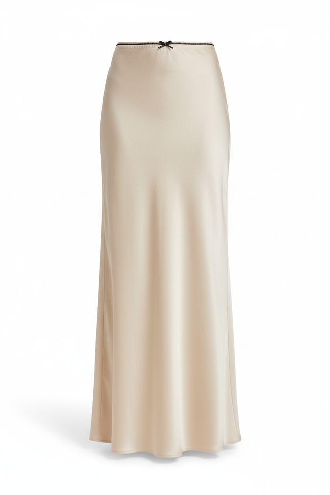 Jupe Midi Beige Fluide Élégante