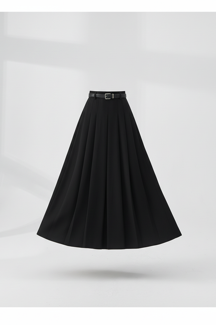 Jupe Midi Noire Plissée Élégante féminine
