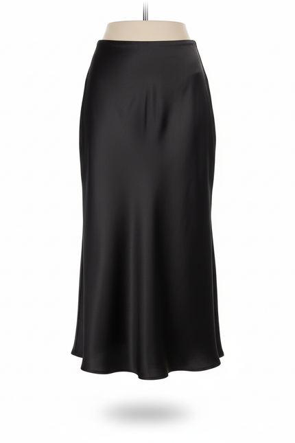 Jupe Midi Noire Satinée Élégante chic