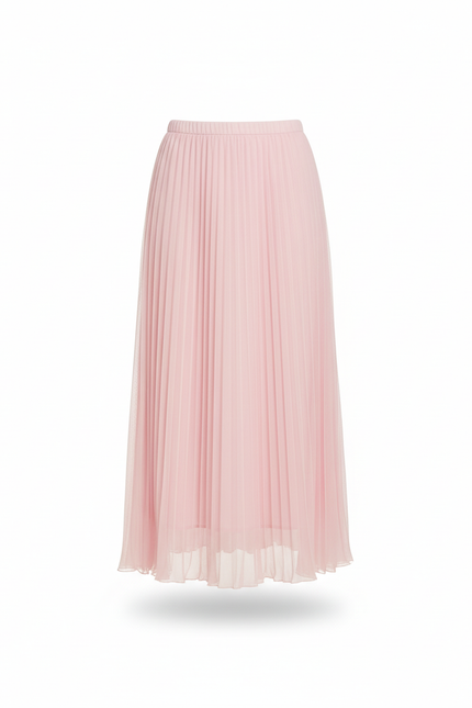 Jupe Midi Rose Pâle Plissée Fluide