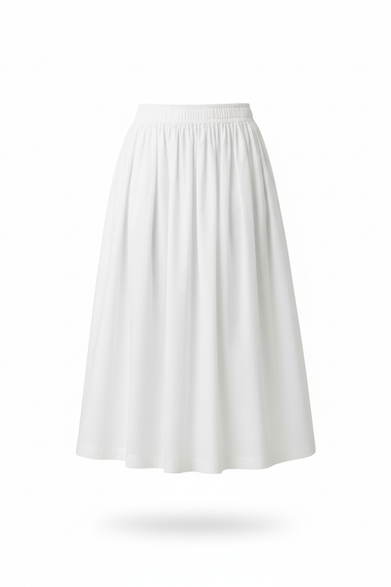 Jupe Midi Blanche Plissée Décontractée