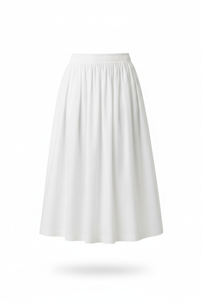 Jupe Midi Blanche Plissée Décontractée