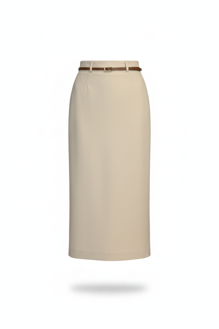 Jupe Midi Beige Crayon Élégante
