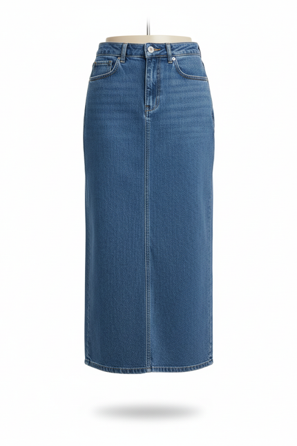 Jupe Midi Denim Taille Haute Décontractée