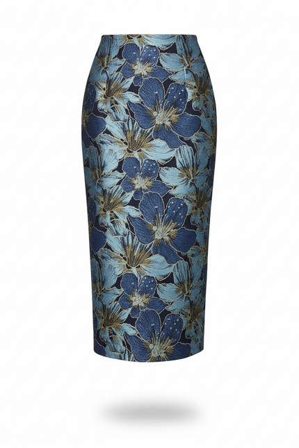 Jupe Midi Fleurie Dorée Chic