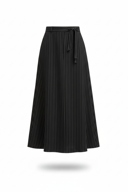 Jupe Midi Noire Rayée Chic