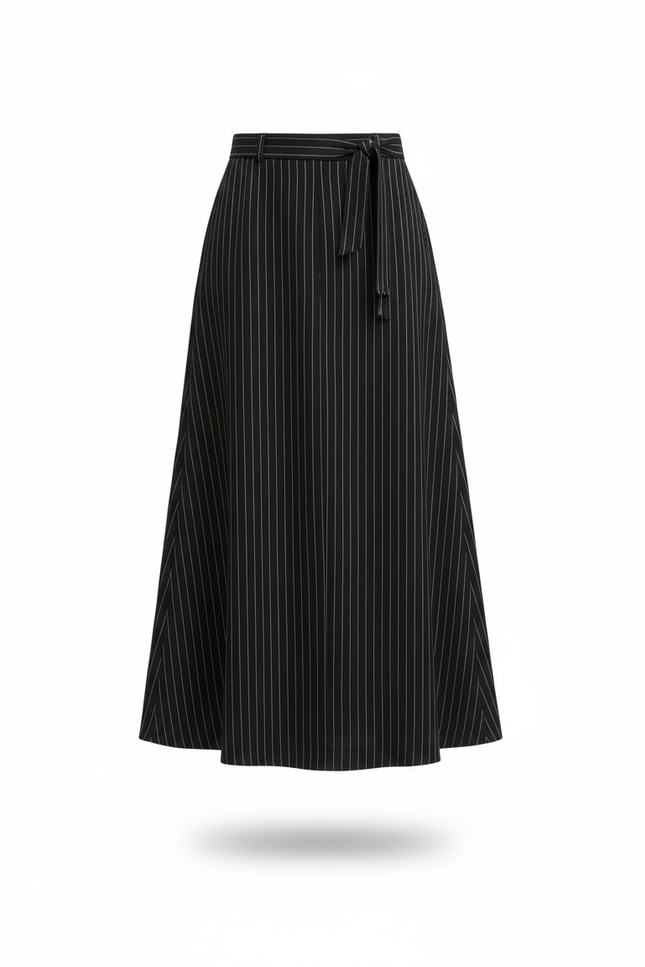 Jupe Midi Noire Rayée Chic
