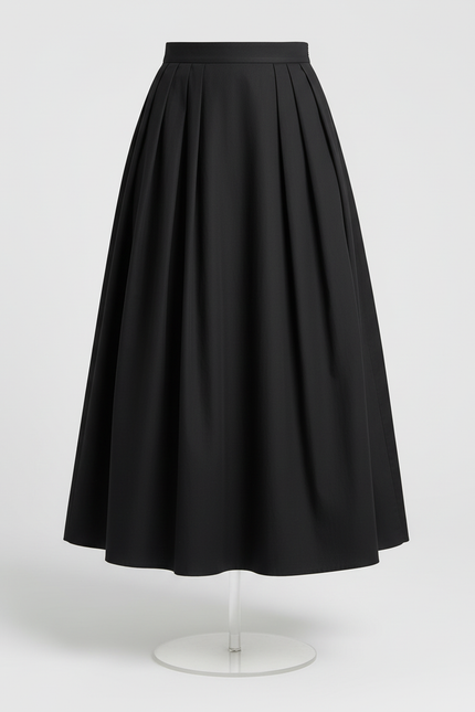 Jupe Midi Noire Plissée Élégante raffinée