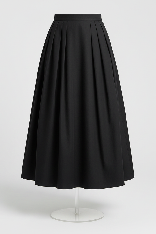 Jupe Midi Noire Plissée Élégante raffinée