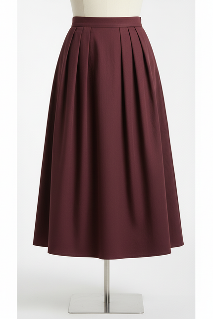 Jupe Midi Bordeaux Plissée Élégante