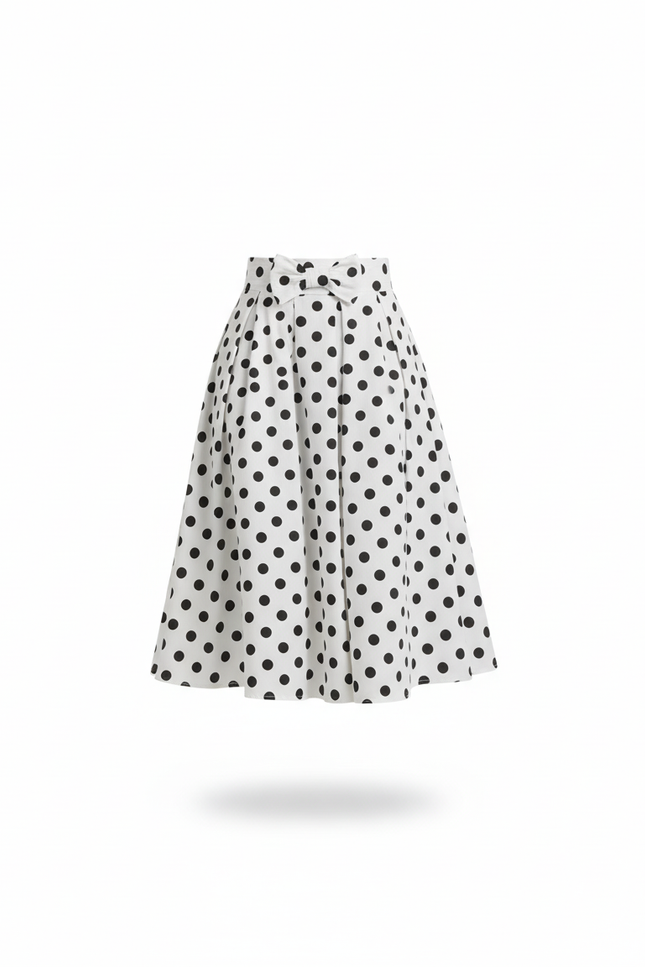 Jupe Midi Pois Plissée Chic