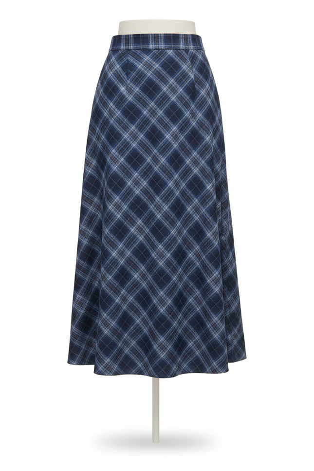 Jupe Midi Écossaise Bleue Élégante
