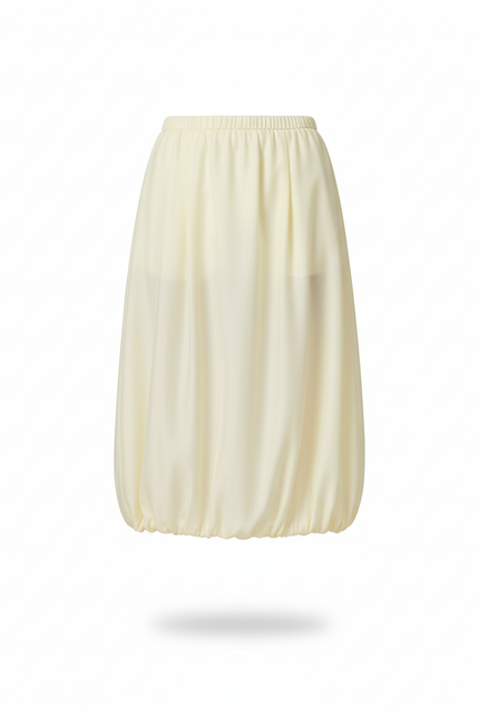 Jupe Midi Jaune Pastel Coupe Ballon Décontractée