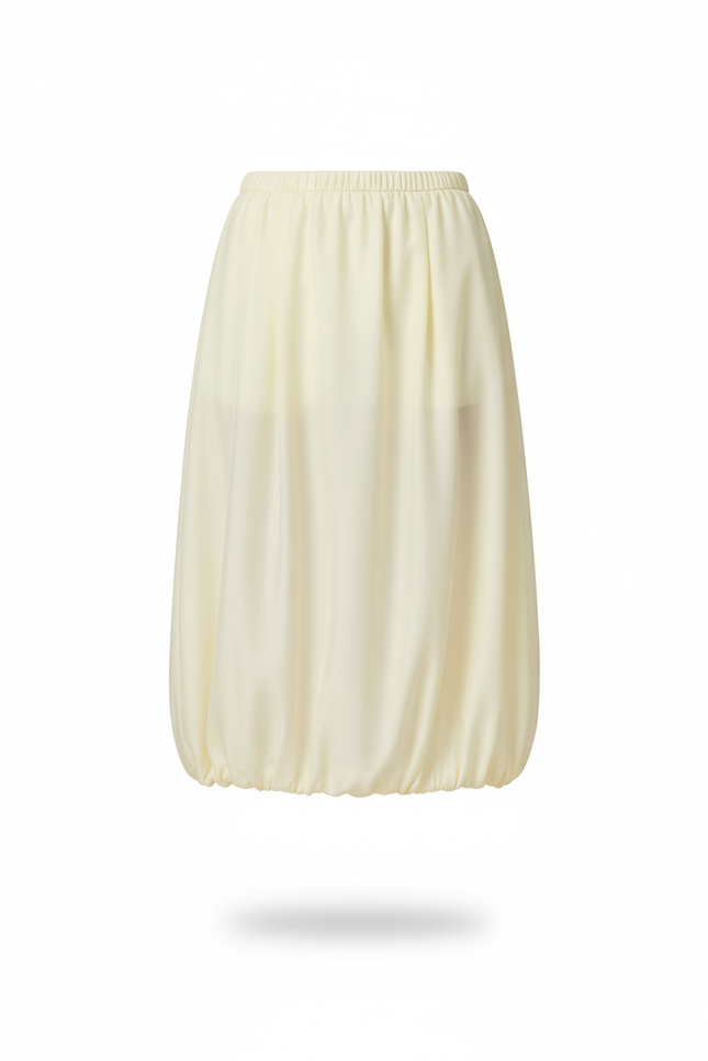 Jupe Midi Jaune Pastel Coupe Ballon Décontractée
