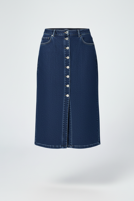 Jupe Midi Denim Boutonnée Chic