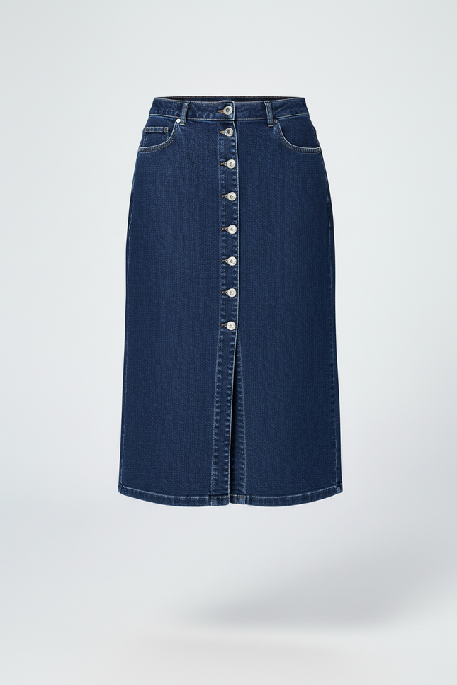 Jupe Midi Denim Boutonnée Chic