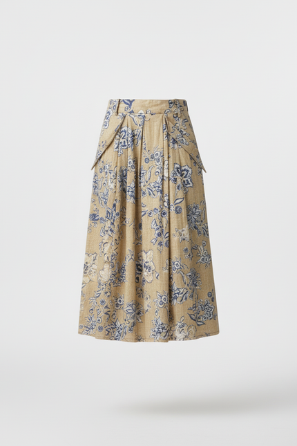 Jupe Midi Florale Plissée Élégante