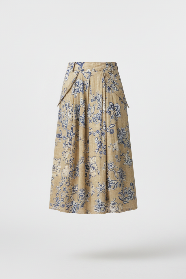 Jupe Midi Florale Plissée Élégante