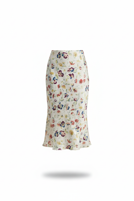 Jupe Midi Florale Fluide Élégante