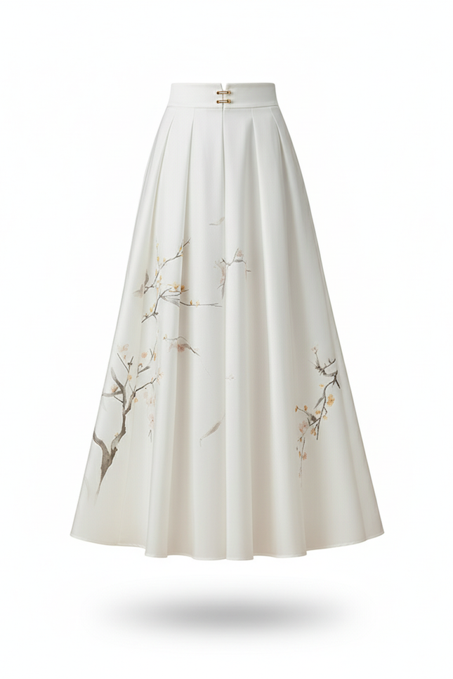 Jupe Midi Blanche Fleurie Élégante