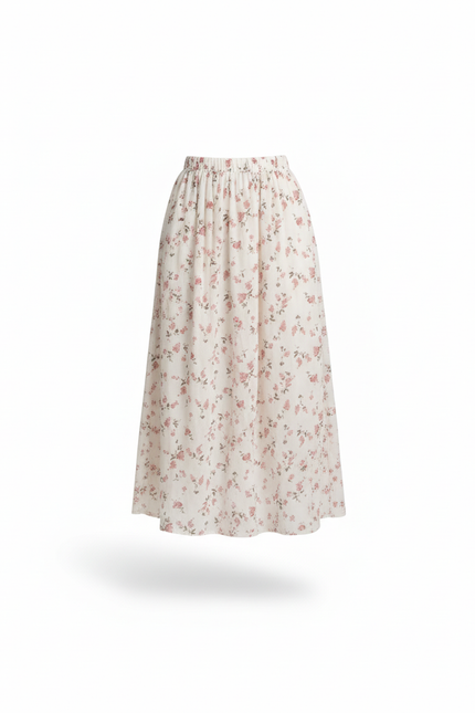 Jupe Midi Fleurie Plissée Vintage