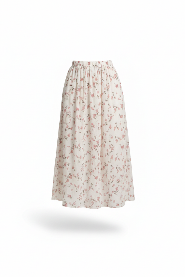 Jupe Midi Fleurie Plissée Vintage