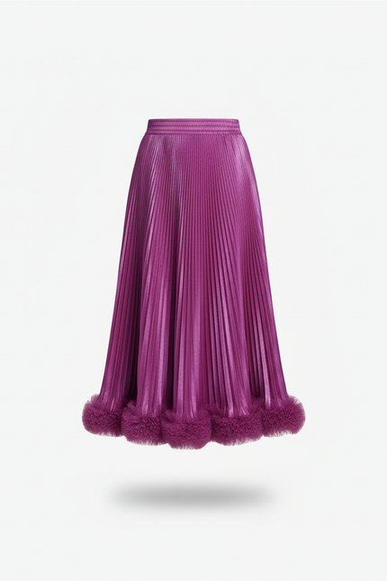 Jupe Midi Fuchsia Plissée Élégante