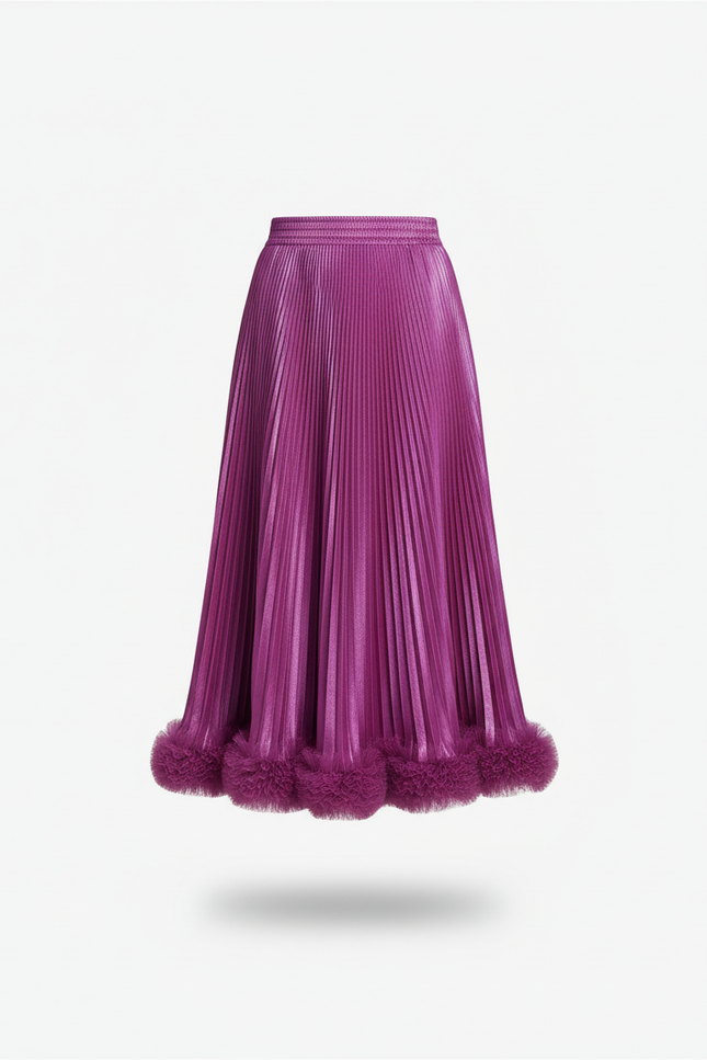 Jupe Midi Fuchsia Plissée Élégante