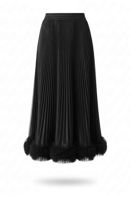 Jupe Midi Plissée Ourlet Fantaisie Élégante