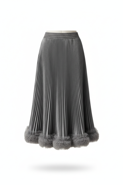 Jupe Midi Plissée Métallisée