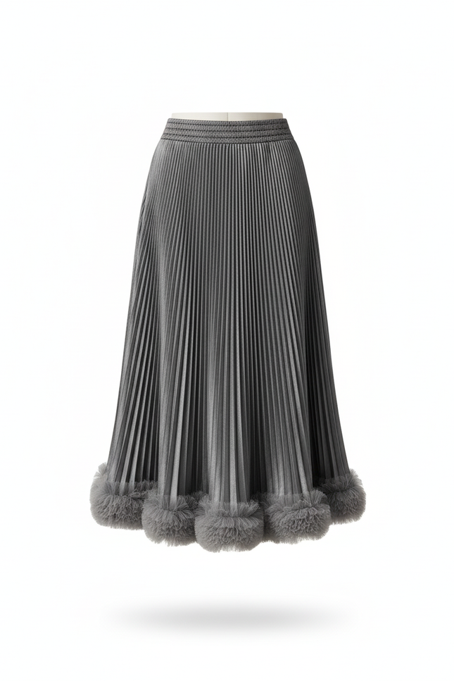 Jupe Midi Plissée Métallisée